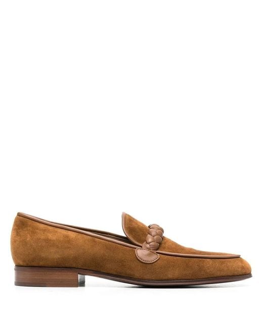 Gianvito Rossi Brown Luxurious Braided Suede Loafers for men