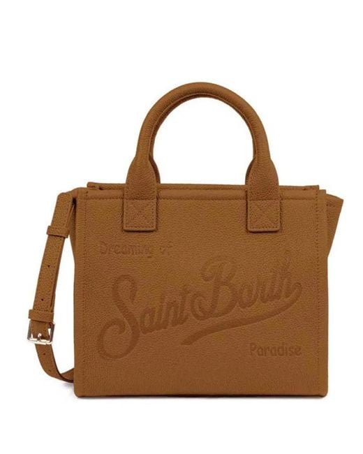 Mc2 Saint Barth Brown Debossed Logo Shoulder Bag