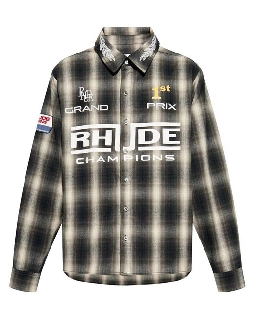 Rhude Gray Racing Flannel for men