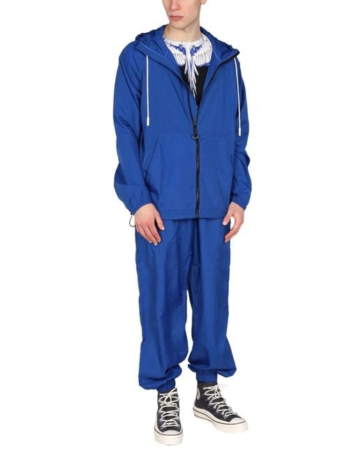 Marcelo Burlon Blue Cross Print Windbreaker Jacket for men
