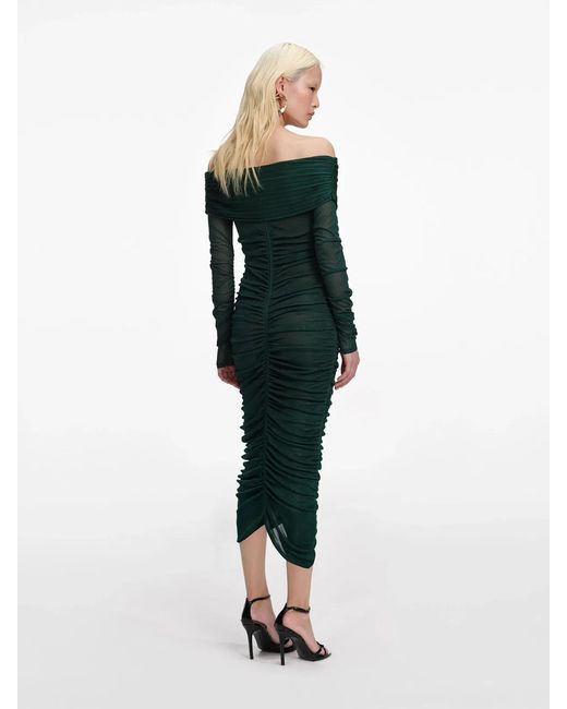 Self-Portrait Green Viscose Knit Midi Dress
