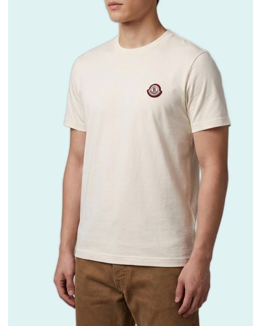 Moncler White Logo Patch Crewneck T-Shirt for men