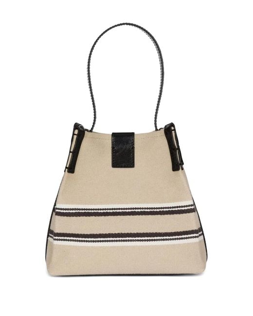 Balmain Natural Release Canvas And Leather Bucket Bag