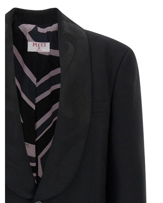 Emilio Pucci Black 'Labirinto' Single-Breasted Blazer