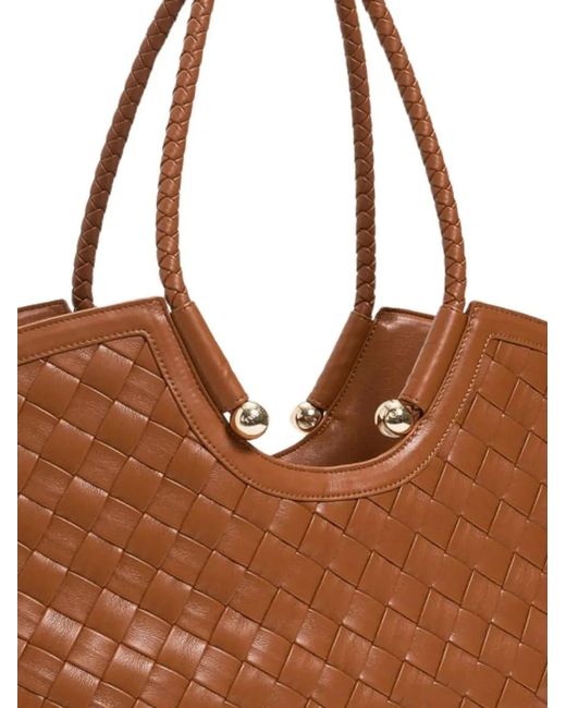 Twinset Brown Twinset Braided-Handle Tote Bag