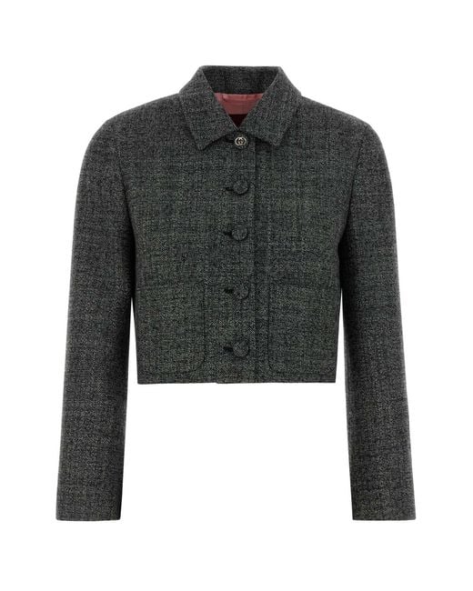 Gucci Black Two-Tone Wool Blazer