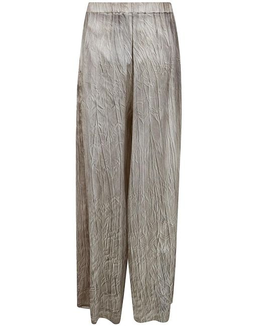 Avant Toi Gray Crumpled Effect Silk Palazzo Pants