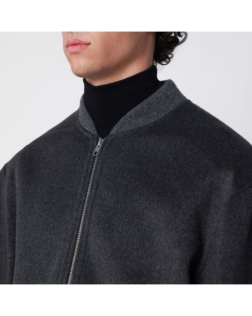 Soft Goat Black Dark Wool And Cashmere Bomber Jacket for men