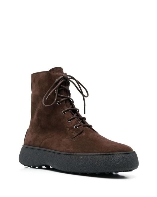 Tod's Brown W.g. Suede Lace-up Ankle Boots for men