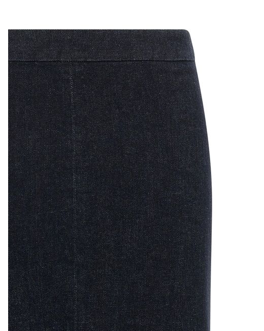 Tom Ford Blue Fitted Midi Skirt With Flounce Hem