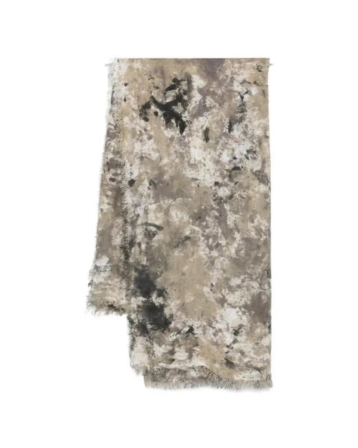 Avant Toi White "Zola" Camouflage Effect Modal Linen Silk Scarf 130X135 for men