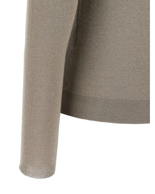 Brunello Cucinelli Gray Sparkling Cashmere And Silk Lightweight Turtleneck Sweater