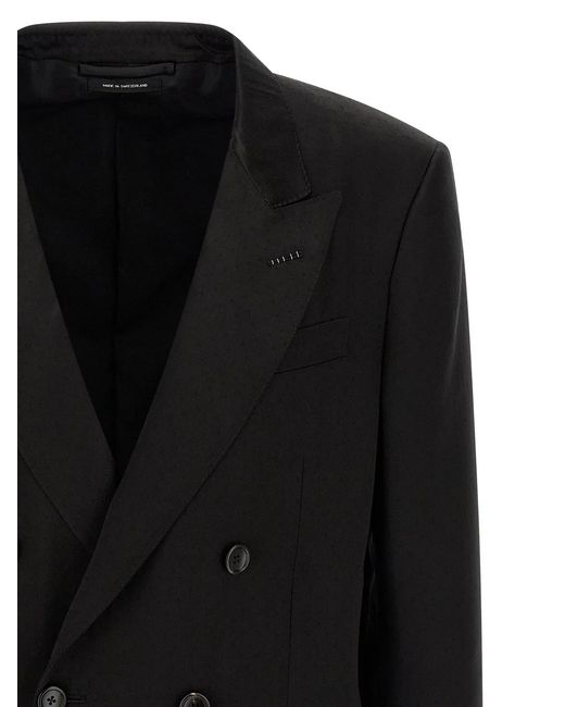 Tom Ford Black Tone-On-Tone Polka Dot Blazer for men