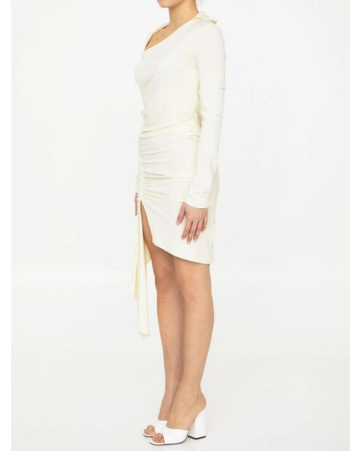 Off-White c/o Virgil Abloh White Off Viscose Crêpe Draped Dress