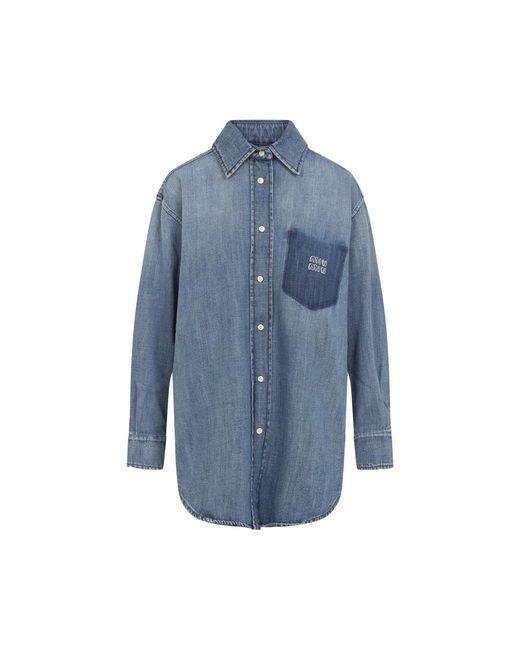 Miu Miu Blue Logo Patch Shirt