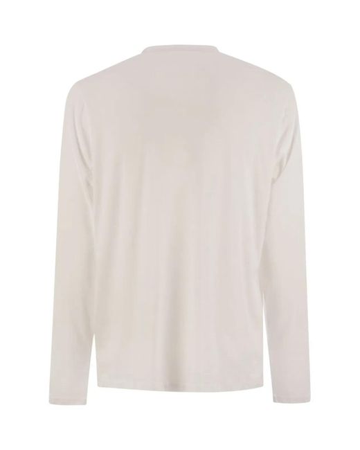 Majestic White Long-Sleeved Crew-Neck T-Shirt for men