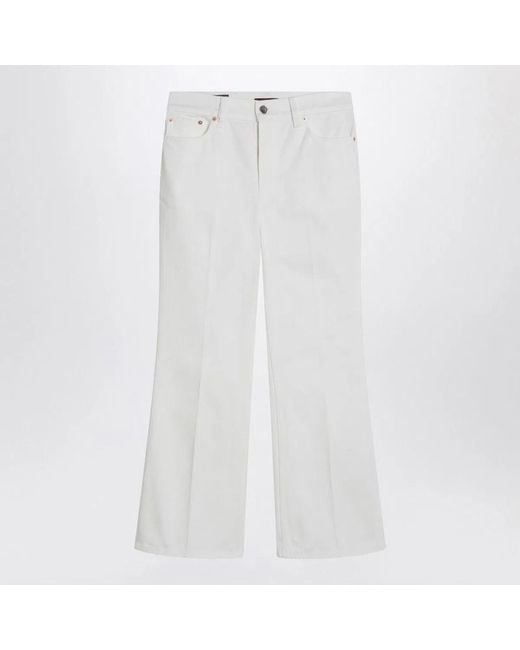 Gucci White Short Flare Trousers