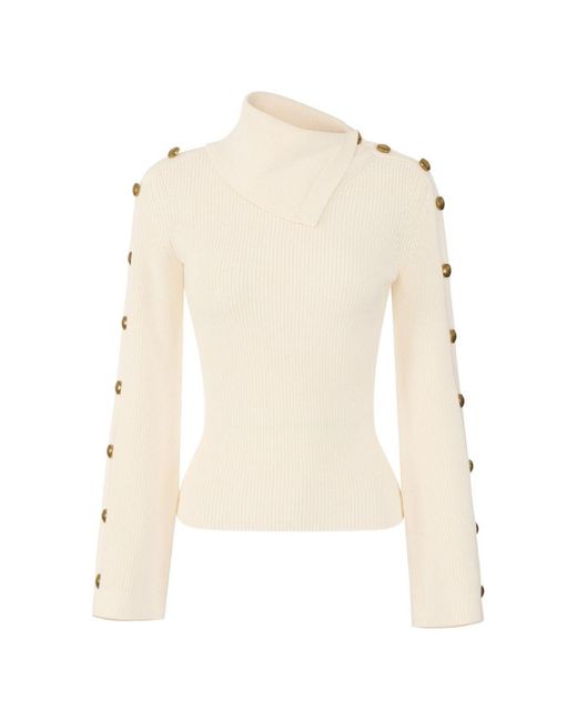 Elisabetta Franchi White Tricot Round Neck Sweater