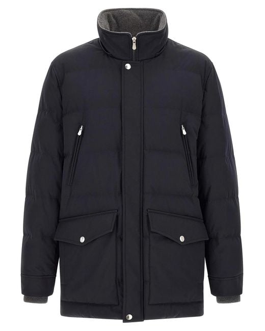 Brunello Cucinelli Blue Quilted Parka for men