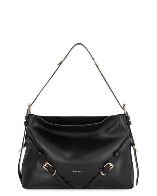 Givenchy Black Voyou Media Leather Shoulder Bag