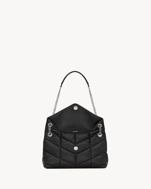Saint Laurent White Loulou Puffer Bag Small