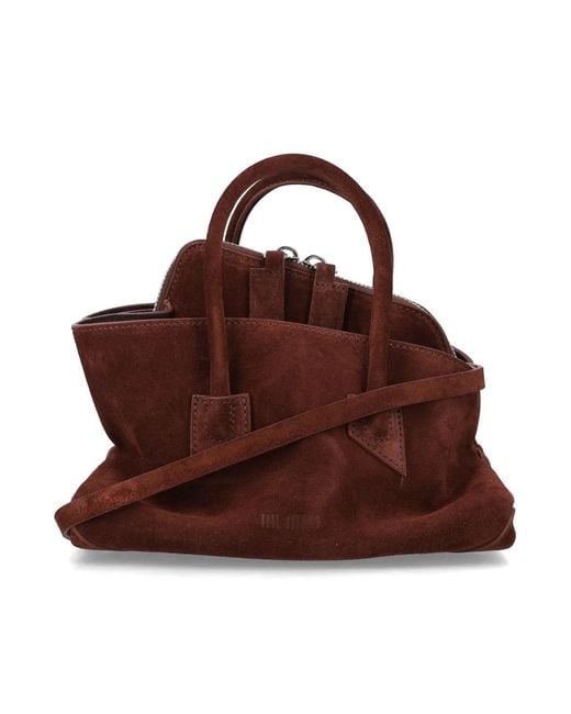 The Attico Brown "La Passeggiata Mini" Suede Top Handle