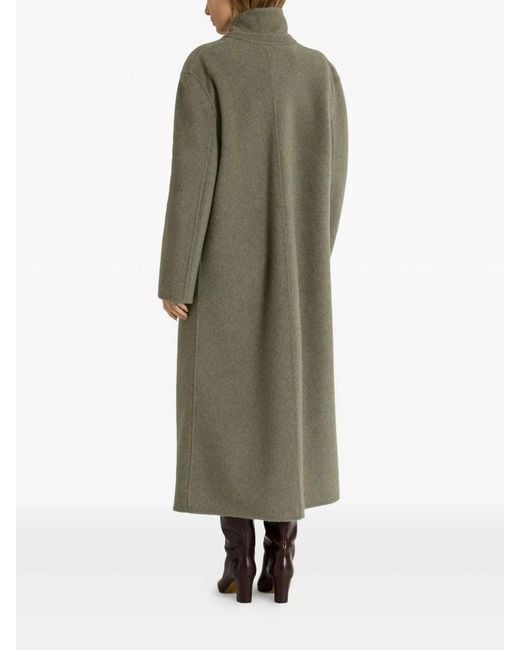 Alberta Ferretti Green Wool Silk Single Breasted Coat