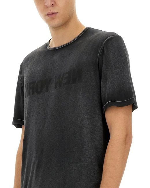 Helmut Lang Black "Garment-Dyed New York" T-Shirt for men