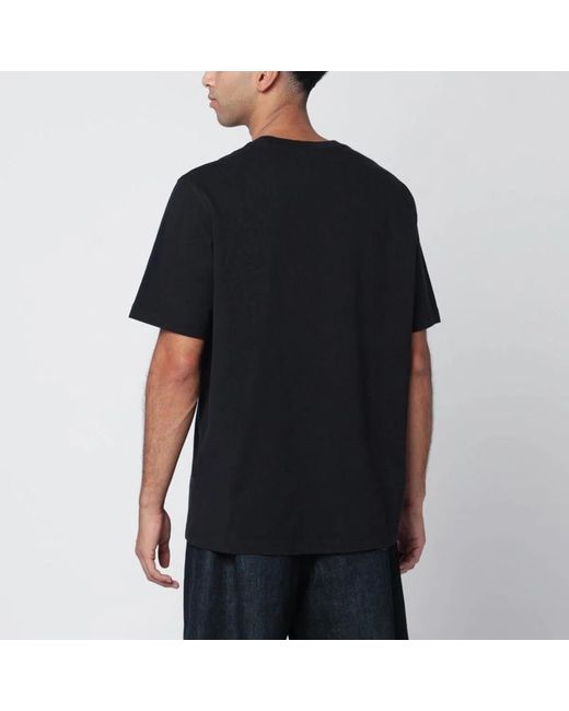 Maison Kitsuné Black Maison Kitsuné Straight Hem Cotton T-Shirt for men