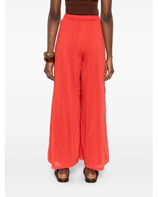 Forte_forte Red Voile Cotton And Silk Trousers