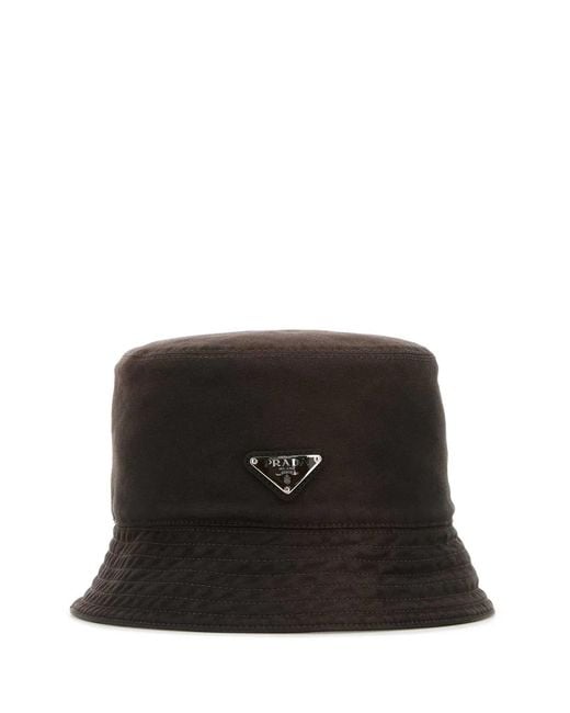 Prada Black Cotton Bucket Hat for men