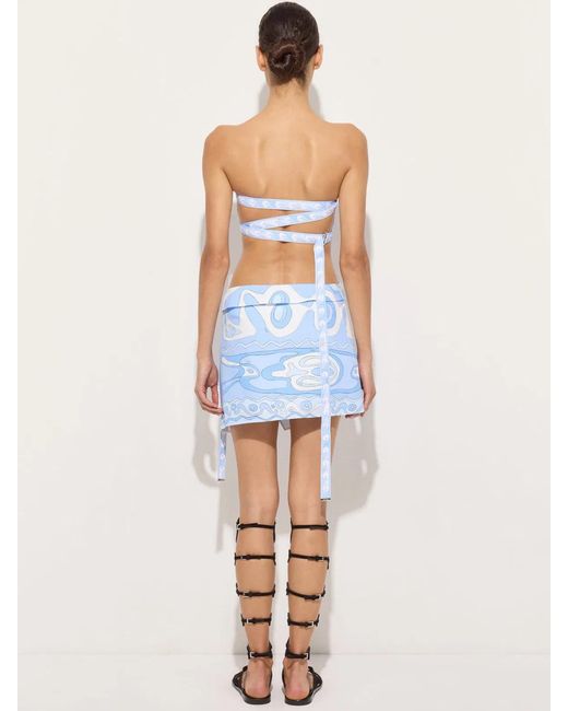 Emilio Pucci Blue Angoli Print Wrap Skirt