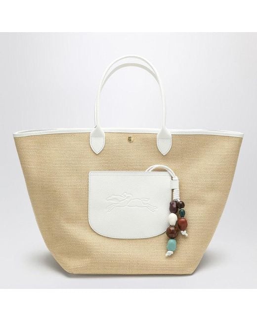 Longchamp White Basket Bag Le Pliage