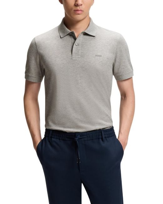 Boss Gray Cotton Polo for men