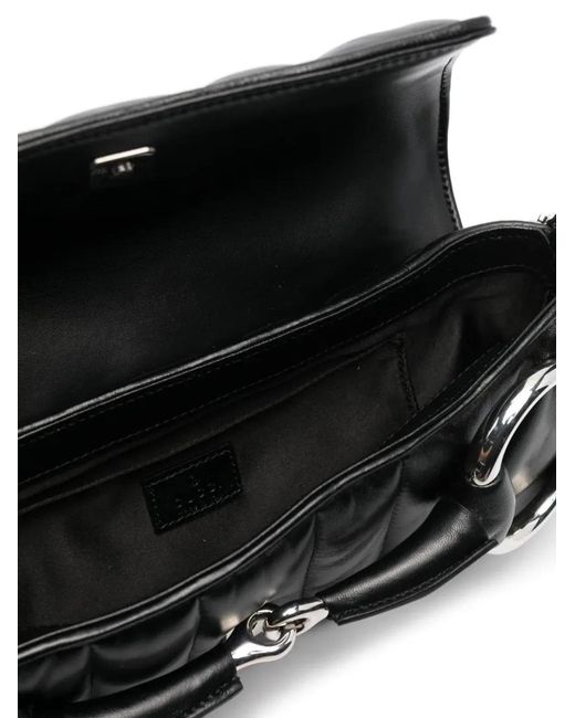 Gucci Black Medium Horsebit Chain Shoulder Bag