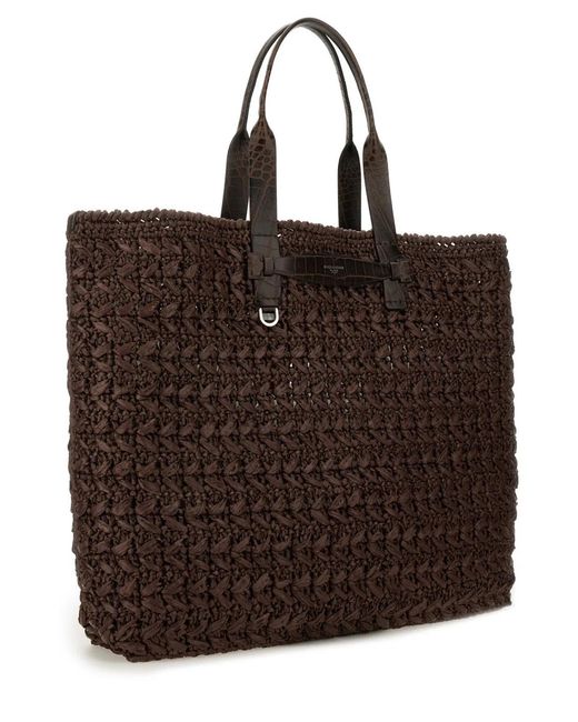 Dolce & Gabbana Brown Dolce & Gabbana Woven Mesh Shopping Bag for men