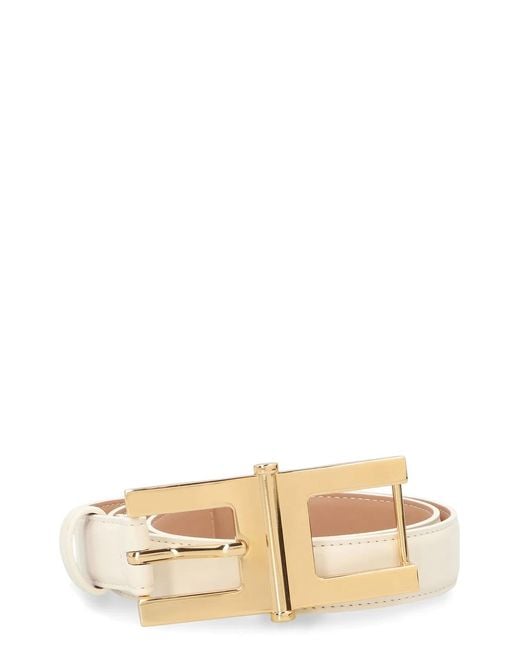 Elisabetta Franchi White Belt With Logo Buckle