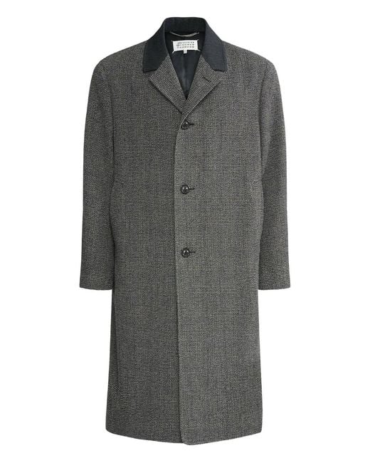 Maison Margiela Gray Virgin Wool Polyamide Nylon Coat for men