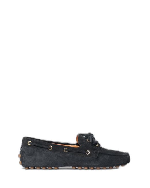 Tod's White Suede Gommino Boat Loafers