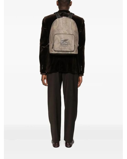 Etro Gray Backpack Arnica Jacquard for men