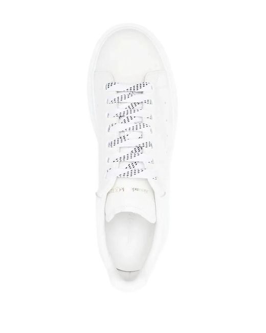McQueen White Lace Up Logo Sneakers
