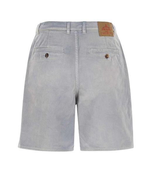 Prada Gray Powder Gabardine Bermuda Shorts for men