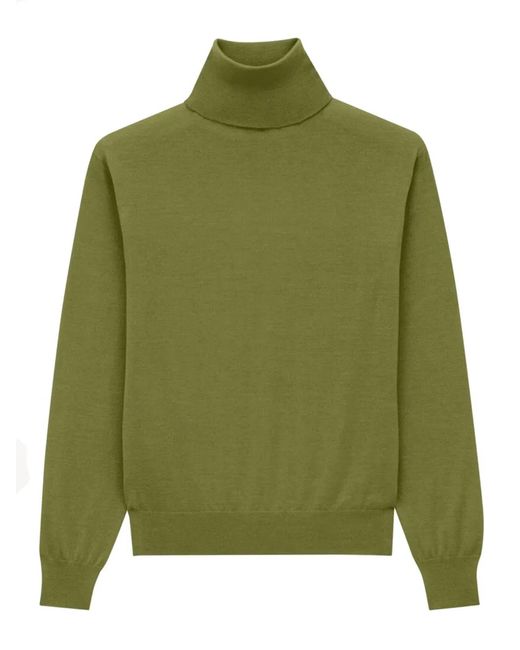 Saint Laurent Green Cashmere, Wool And Silk Turtleneck Pullover
