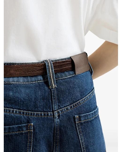 Brunello Cucinelli Blue Wide-Leg Cotton Denim Jeans