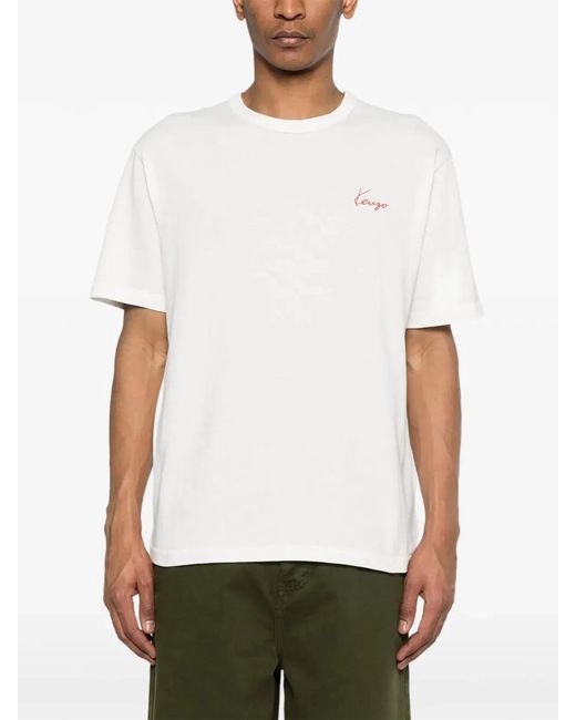KENZO White "Gots Archive Rose Outlined" Classic T-Shirt for men