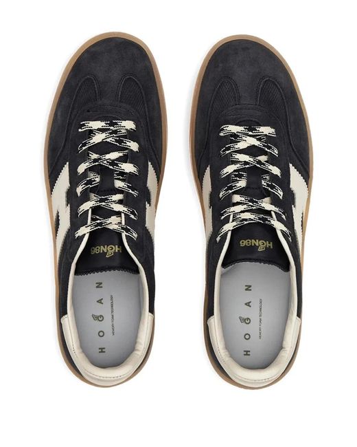 Hogan Blue Cool Suede Sneakers With Nappa Leather Perforated H Detail for men