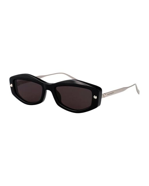 McQueen Black Metal Sunglasses