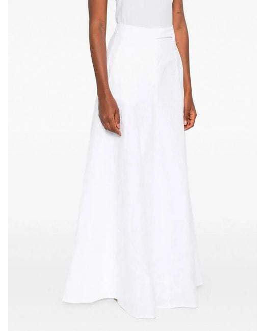 Brunello Cucinelli White Linen Cotton Skirt