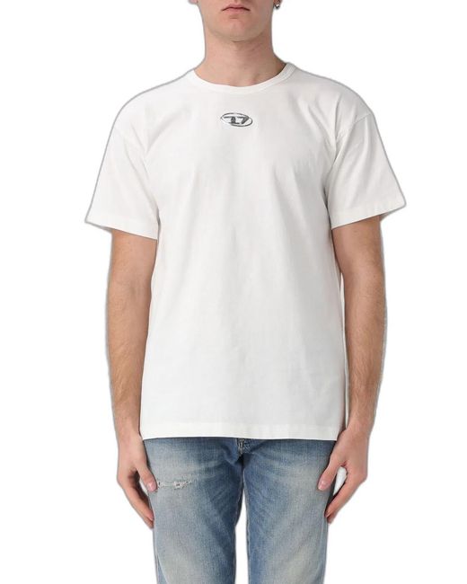 DIESEL White Norm Cotton T-Shirt With Oval D for men
