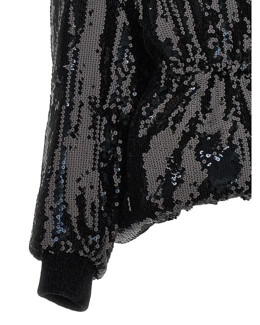 Alexandre Vauthier Black Sequin Bomber Jacket